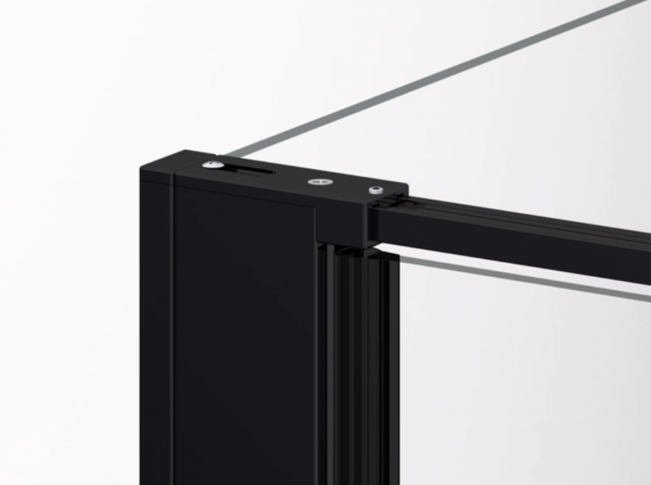 Ronal drzwi wahadłowe jednoczęściowe z elementem stałym w linii 120x200 cm, szkło przezroczyste, profile BLACK LINE czarny mat D22T13070500607