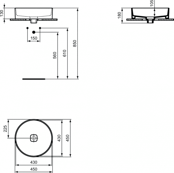 Ideal Standard Strada II umywalka 45 cm nablatowa okrągła biała T295901