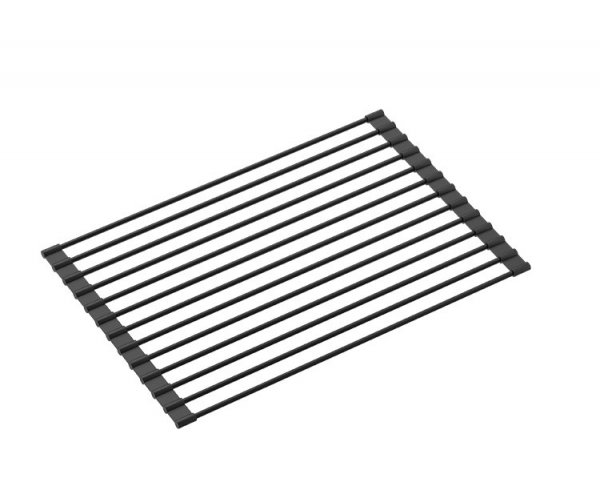 Quadron Zestaw JOHNNY 111 PURE CARBON zlewozmywak granitowy z baterią, dozownikiem i zwijaną matą – jednokomorowy, wpuszczany, pure carbon/elementy czarne, bateria pure carbon, dozownik pure carbon, Qmata pure carbon HCQJ7744BLMBDRPC