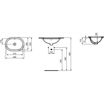 Ideal Standard Connect umywalka podblatowa owalna biały połysk E504601