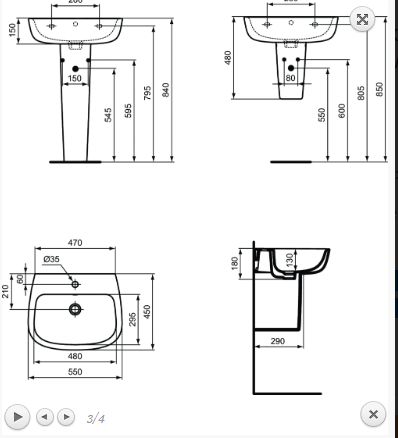 Ideal Standard Esedra Umywalka wisząca 55x45 cm z otworem na baterię, z przelewem, biała T279901