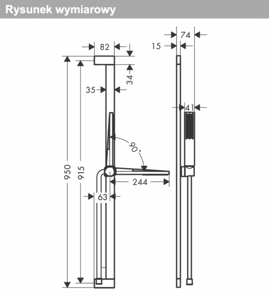 Hansgrohe Pulsify E Zestaw prysznicowy 100 1jet EcoSmart z drążkiem 90 cm chrom 24381000