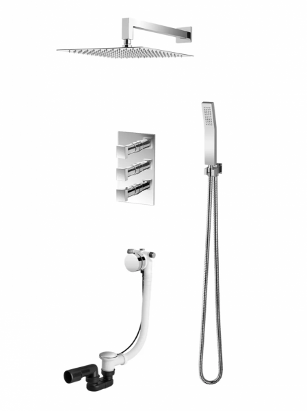 VEDO SETTE CROMO Kompletny system wannowo-natryskowy podtynkowy II TERMO deszczownica 250 x 250 mm VBS7232/25/CH/TERMO chrom