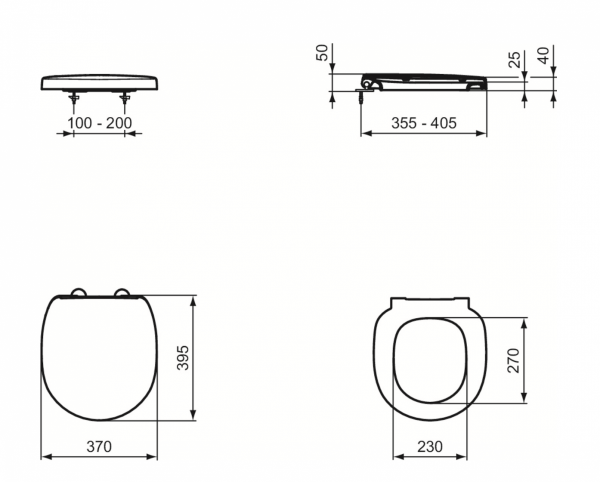 Ideal Standard Connect Deska sedesowa wolnoopadająca z duroplastu, zawiasy metalowe, biała E129101