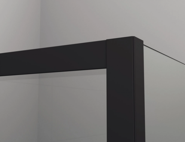 Ronal wejście narożne z drzwiami rozsuwanymi, kompletna kabina symetryczna 70x200 cm, szkło Durlux 200, profile BLACK LINE czarny mat TLSAC0700622