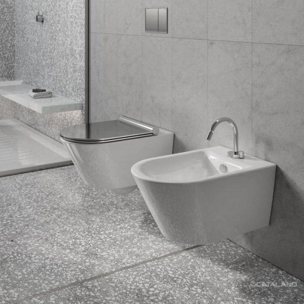 Catalano ZERO 55 miska WC wisząca bezrantowa z deską wolnoopadającą biały połysk 0111550001 + 0551200001 +9056060000