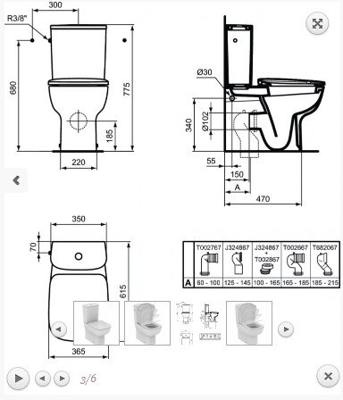 Ideal Standard Esedra Miska WC kompakt stojąca 36,5x66,5 cm, biała T282001