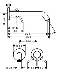 Hansgrohe Tecturis S Jednouchwytowe baterie umywalkowe montaż ścienny, podtynkowy Czarny Matowy 73351670