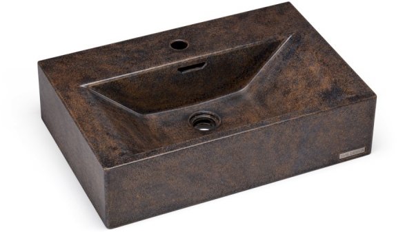 S.V.I.S. Design UMYWALKA 60 CM PYXIS BASIC Z PRZELEWEM, Z OTWOREM NA BATERIĘ - DARK STONE, NIEBIESKI, OCHRA I CZARNY, LAKIER MATOWY