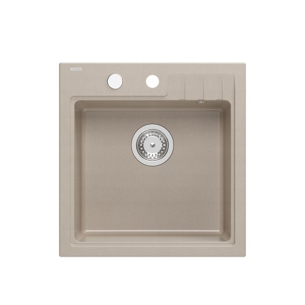 Quadron PETER 110 GraniteQ zlewozmywak granitowy pearl beige (beżowy) 1-komorowy z/o (50x52x20) z syfonem i zaślepką HCQP5052BEZP
