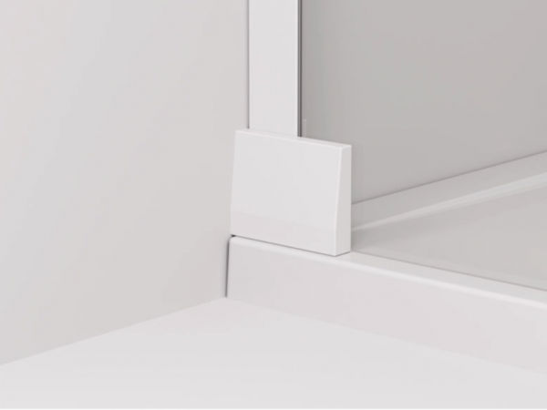 Ronal Sanswiss drzwi wahadłowe jednoczęściowe z profilem przyściennym, wejście narożne jednoczęściowe z profilem przyściennym 80x200 cm, szkło przezroczyste, profile WHITE LINE biały mat CA1CG0800907