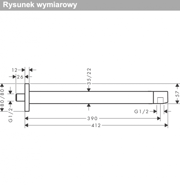 Hansgrohe  Ramię prysznicowe E 39 cm chrom 24337000