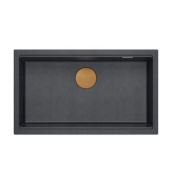 Quadron LOGAN 110 GraniteQ zlewozmywak black diamond 76x44x23,5 cm 1-komorowy wpuszczany z syfonem manualnym miedziany HQD7644U8PVDC1I