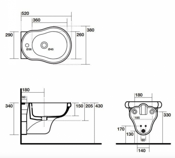 KERASAN RETRO BIDET PODWIESZANY CZARNY 102604