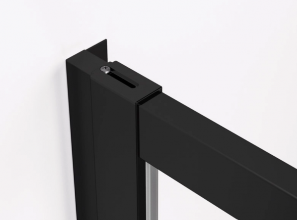 Ronal wejście narożne prawe na wymiar z drzwiami rozsuwanymi, kabina asymetryczna 60-90x0-200 cm, szkło Durlux 200, profile BLACK LINE czarny mat TLSDSM10622