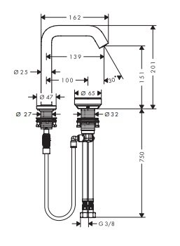 Hansgrohe Tecturis S 2-otworowa bateria umywalkowa 150 CoolStart z niezamykanym kompletem odpływowym Biały Matowy 73353700