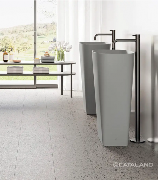 Catalano GREEN LUX 55 umywalka wolnostojąca odpływ podłogowy czarny mat 1FRGRLXNS/0428550022