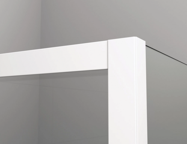 Ronal Sanswiss drzwi wahadłowe jednoczęściowe prawe ze ścianką stałą w linii 80-140x0-200 cm, szkło przezroczyste, profile WHITE LINE biały mat CA31CDSM10907