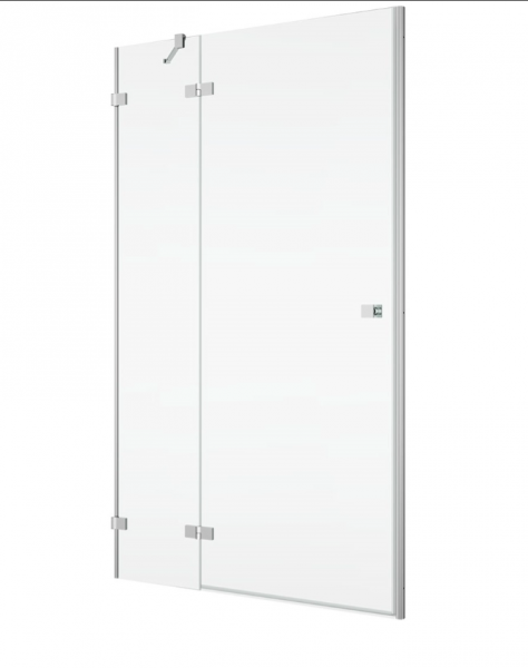 Ronal drzwi jednoczęściowe lewe ze ścianką stałą w linii 75x200 cm, szkło przezroczyste, profile srebrny połysk AN13WG07505007