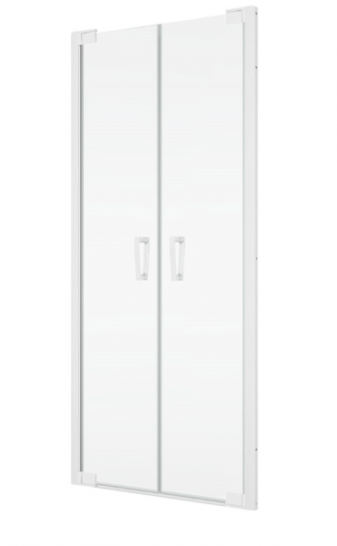 Ronal Sanswiss drzwi wahadłowe dwuczęściowe z profilem przyściennym 75x200 cm, szkło przezroczyste, profile WHITE LINE biały mat CA2C0750907