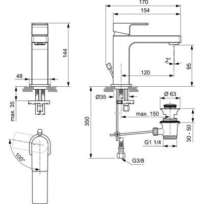 Ideal Standard Edge bateria umywalkowa stojąca chrom A7102AA