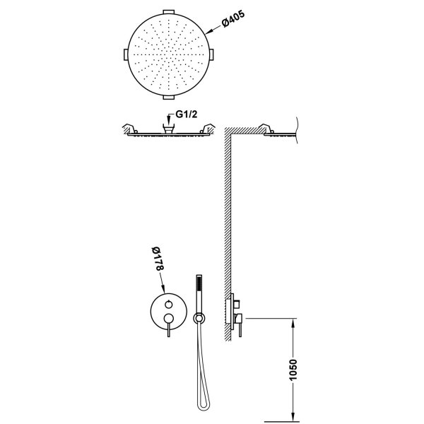 Tres STUDY zestaw prysznicowy podtynkowy Rapid-box stal 26238005AC