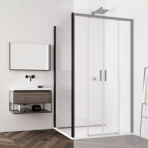 Ronal Top Line S ścianka prysznicowa 80 cm boczna do drzwi czarny mat TOPF20800607