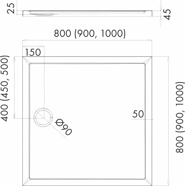 Schedline Brodzik akrylowy Sharper Cement Stone 80x80x4,5 cm, kwadratowy, Gwarancja 7 lat 3S.S2K-8080/CT/ST