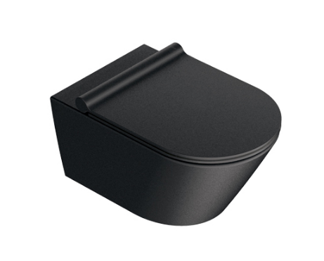 Catalano Colori/Zero 55 miska WC podwieszana 55x35 cm Newflush bezkołnierzowa czarny mat z deską wolnoopadającą i kompletem mocowań 1VS55NRNS/0111550022 + 5SCSTPNS + 5KFST000/9056060000