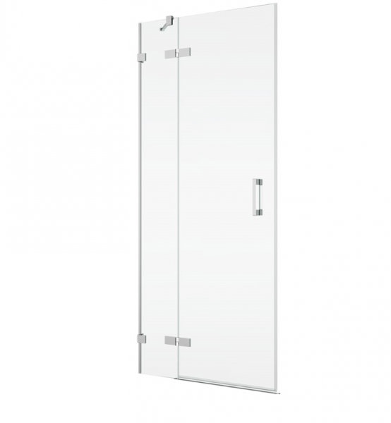 Ronal Sanswiss wejście narożne dwuczęściowe 75-120x200 cm, szkło pas satynowy poziomy, profile chrom PUE2DSM11051