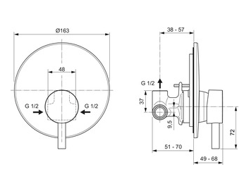 Ideal Standard Ceraline Bateria natryskowa Czarny mat A6940XG