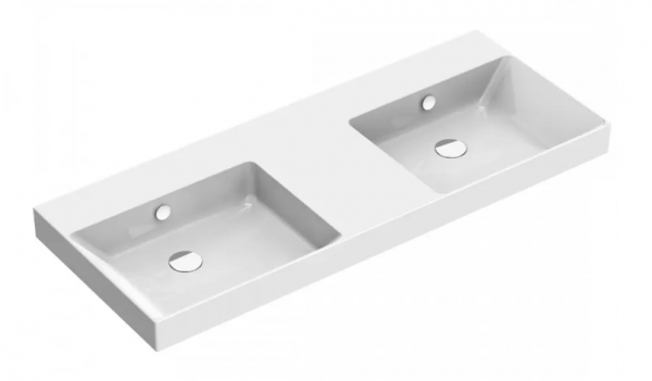 Catalano ZERO 125x50 umywalka dwukomorowa b/o (półka środkowa) z kompletem mocowań biały połysk 1125ZEDUP00/0121270001