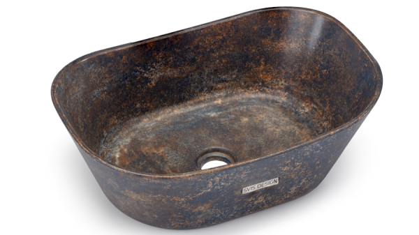 S.V.I.S. Design UMYWALKA 50 CM LIBRA BASIC - GRANITE NIEBIESKO-SZARY I OCHRA, LAKIER PÓŁMATOWY