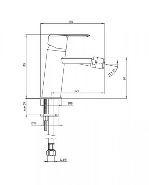 Deante Arnika Bateria bidetowa chrom BQA030M