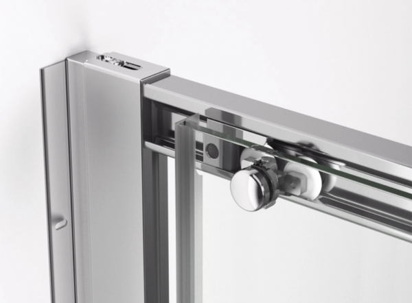Ronal wejście narożne z drzwiami rozsuwanymi, kompletna kabina symetryczna 80x200 cm, szkło Durlux 200, profile srebrny mat TLSAC0800122