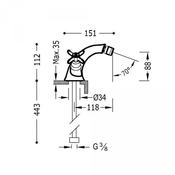 Tres Clasic Bateria bidetowa stal 24212101AC