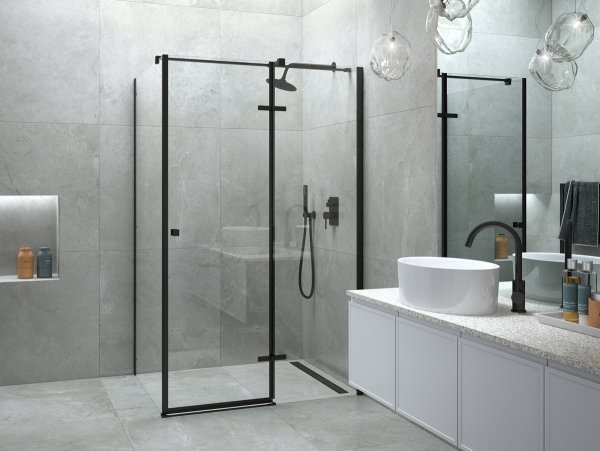 Besco Pixa Black kabina prostokątna 120x90 Lewa PPL129195B