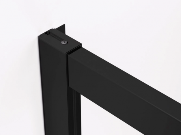 Ronal wejście narożne prawe z drzwiami rozsuwanymi, kabina asymetryczna 120x200 cm, szkło Durlux 200, profile BLACK LINE czarny mat TLSD1200622