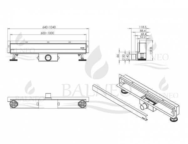 Balneo WDrain NEXT odpływ liniowy ścienny dwustronny 80 cm złoty szczotkowany A0301030102-3 WYSYŁKA