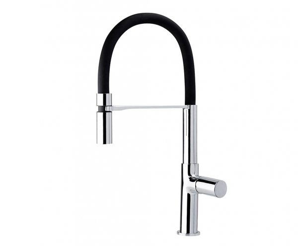 AQG Bateria kuchenna z wylewką elastyczną czarną, uchwyt Tube Chrom 05BCT500NC