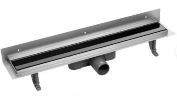 Laveo Basso odpływ przyścienny 50 cm ruszt odwracalny szkło czarne COB751S