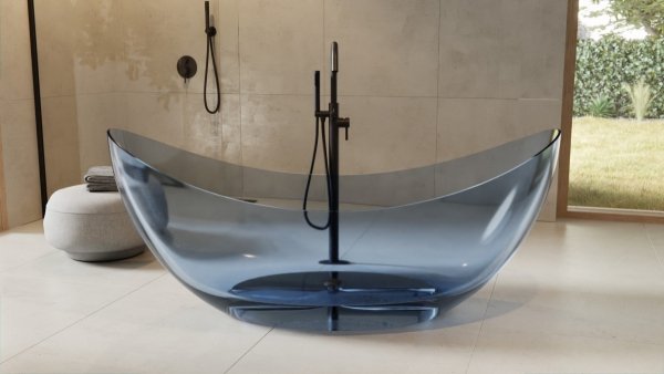 Besco Axya Blue Wave wanna wolnostojąca 180 maskownica czarny mat WAA180BWB