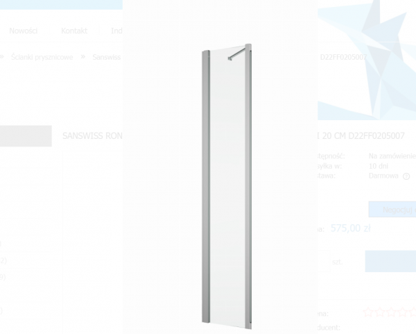 Ronal Sanswiss DIVERA DODATKOWA ŚCIANKA BOCZNA W LINII 60 cm D22FF0605007