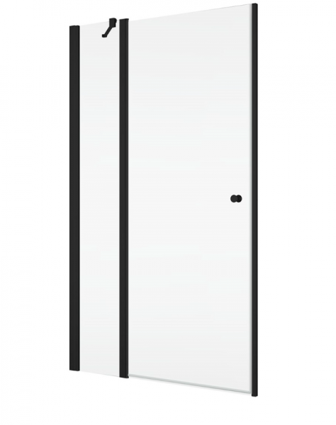 Ronal drzwi jednoczęściowe ze ścianką stałą w linii 75x200 cm, szkło przezroczyste, profile BLACK LINE czarny mat SOL1307500607
