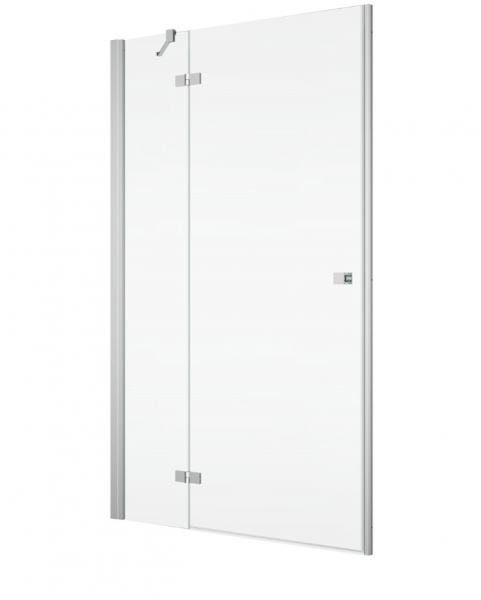 Ronal drzwi jednoczęściowe ze ścianką stałą w linii 75x200 cm, szkło przezroczyste, profile srebrny połysk AN13G07505007