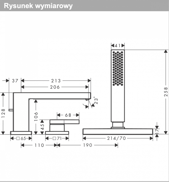 Hansgrohe Tecturis E 3-otworowa, jednouchwytowa bateria na brzeg wanny z sBox, element zewnętrzny chrom 73443000