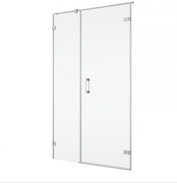 Ronal Sanswiss drzwi jednoczęściowe ze ścianką stałą w linii 160,1-200x0-200 cm, szkło pas satynowy poziomy, profile chrom PU31GSM41051