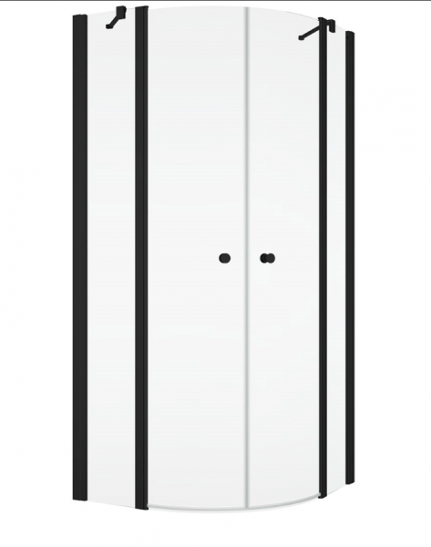 Ronal kabina półokrągła dwuczęściowa 80x200 cm, szkło przezroczyste, profile BLACK LINE czarny mat SOR550800607