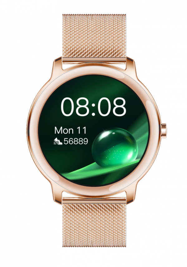 Smartwatch damski Farrot R18 ultracienki mesh puls złoty