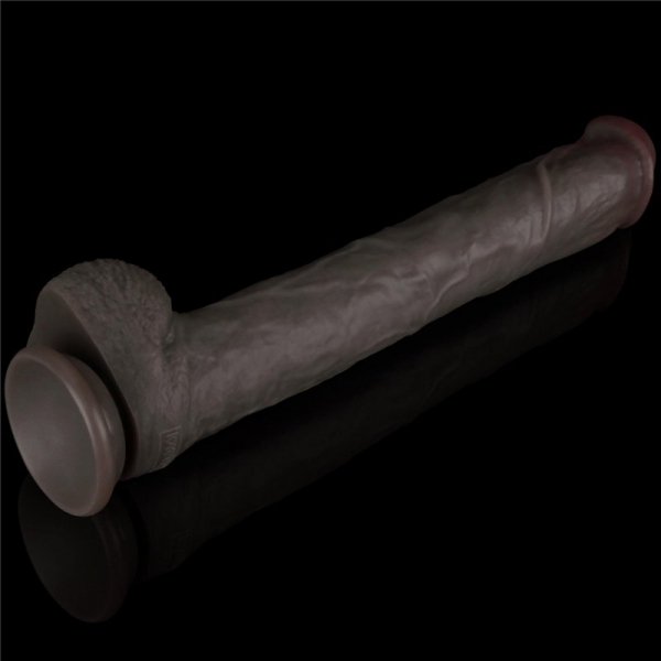 14.5&#039;&#039; Dual Layered Bendable Silicone Cock XXL(Black)